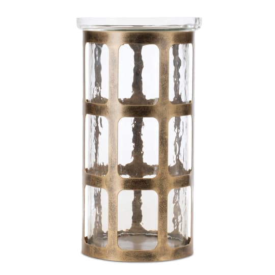 9.5" Wavy Glass & Metal Candle Holder